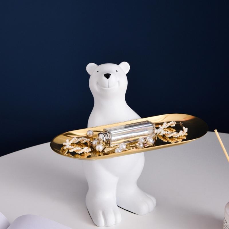 Resin Key Collect Tray, Key Holder Lovely Little Bear Resin And Iron Plate For Homes And Dorm Room Present