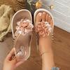 Pinch shoes with one-word drag female flower wind summer muffin fairy versatile beach shoes new skirt 2025 soft sole