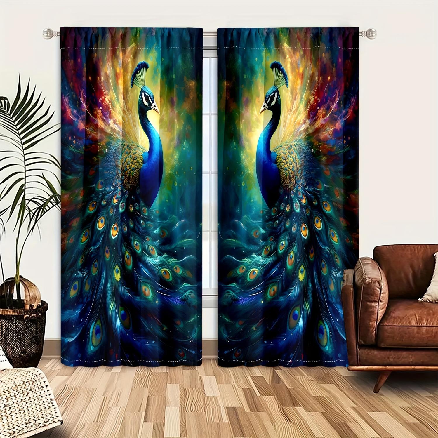 

2 шт. Яркие шторы с рисунком Феникса для гостиной, спальни, украшения, 3D-цифровая печать, карманные шторы для гостиной, дома W50 X H130(CM)X2&Grommet Top