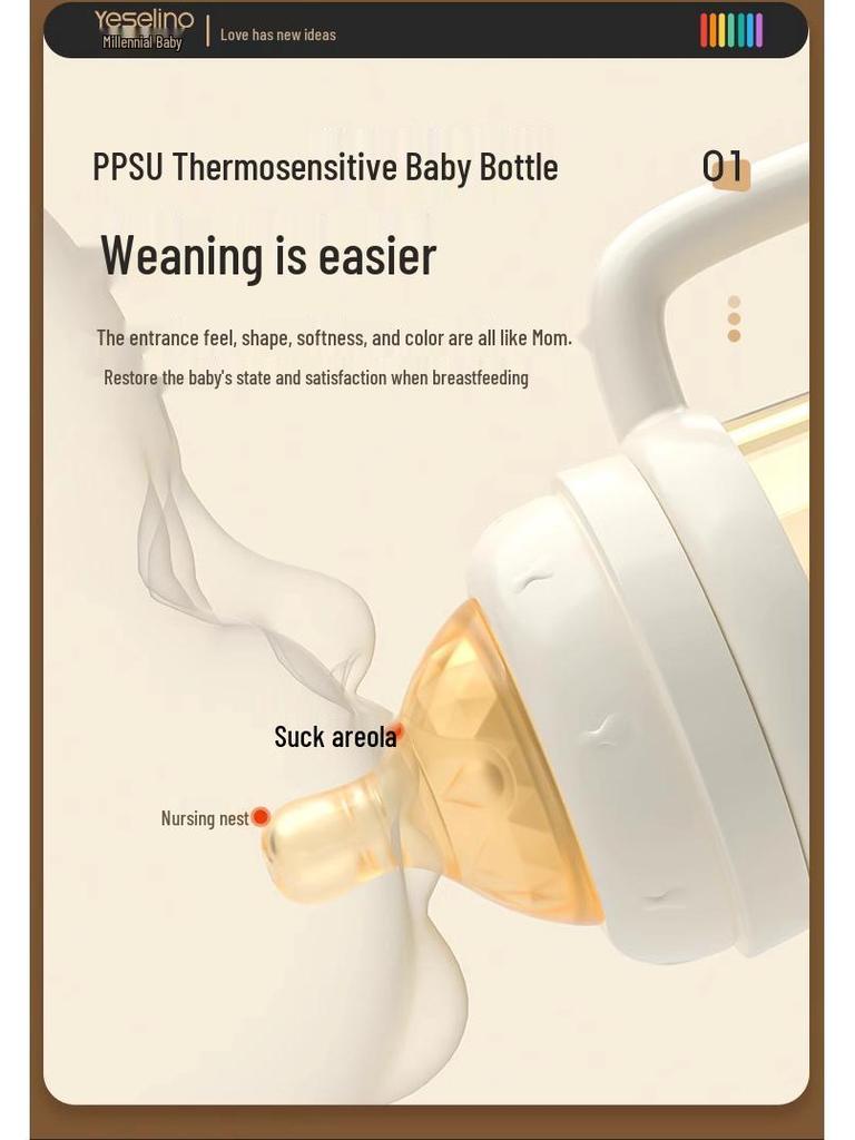 PPSU Baby Bottle & Straw Cup for 6M+ - Anti-Colic & Anti-Choking, Weaning Bottle with Gift Box for 1-3 Year Olds.