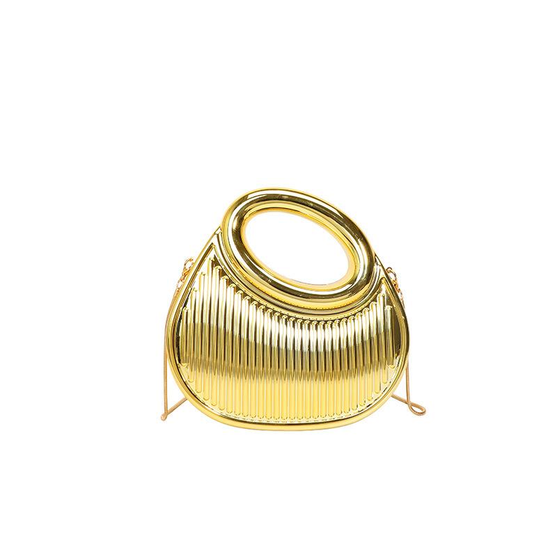 Acrylic Flap Shape Clutch Bag Gold Silver Blue Women Evening Party Cute Metal Shiny Purse Handbag 2025 Wholesale Clutch Bags Ins