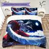 Inuyasha Pattern Bedding uilt Set uilt Cover Pillowcase Home Decoration Birthday Gift (1 * duvet cover + 2 * pillowcase  without core)