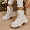 Fashion Plus Size Women's Ankle Boots Winter New British Style Plus Velvet Fashionable Square Heel Thick-soled Casual Motorcycle Boots