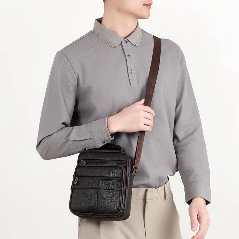 Vintage Leder Umhängetasche für Herren – Klassische Messenger Crossbody Tasche für Business Casual & Reisegebrauch