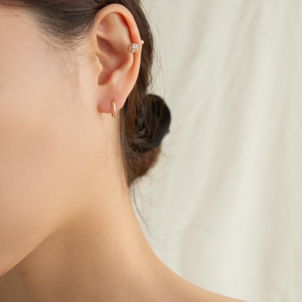 Lunne 14K Cube Ball Cubic Piercing (Bar Thickness 1Mm) (14K Gold) C06