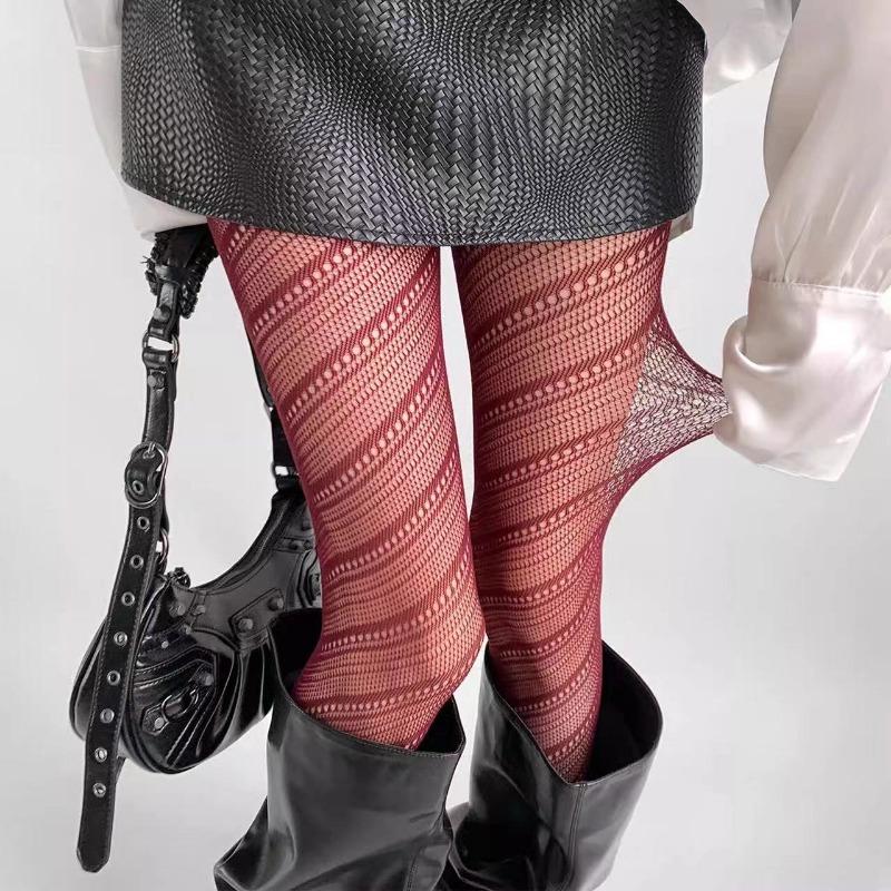 Women Sexy Twilled Stripe Fishnet Tights Nylon Mesh High Waist Pantyhose Stretchy Stockings Spice Girls Slim Bottoming Leggings