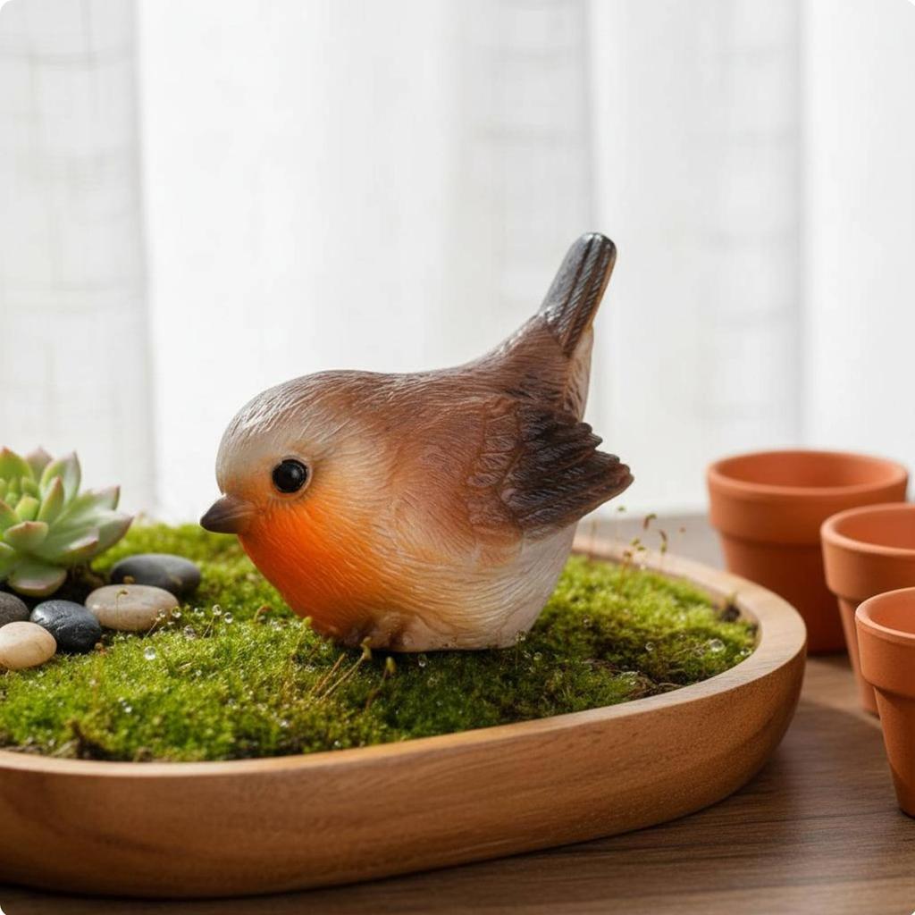 Harz-Vogelfigur Realistisches Design Kleine Finkenstatue Mini-Harzvogel Handbemalte Miniatur-Landschaftsdekoration für Heimwerker