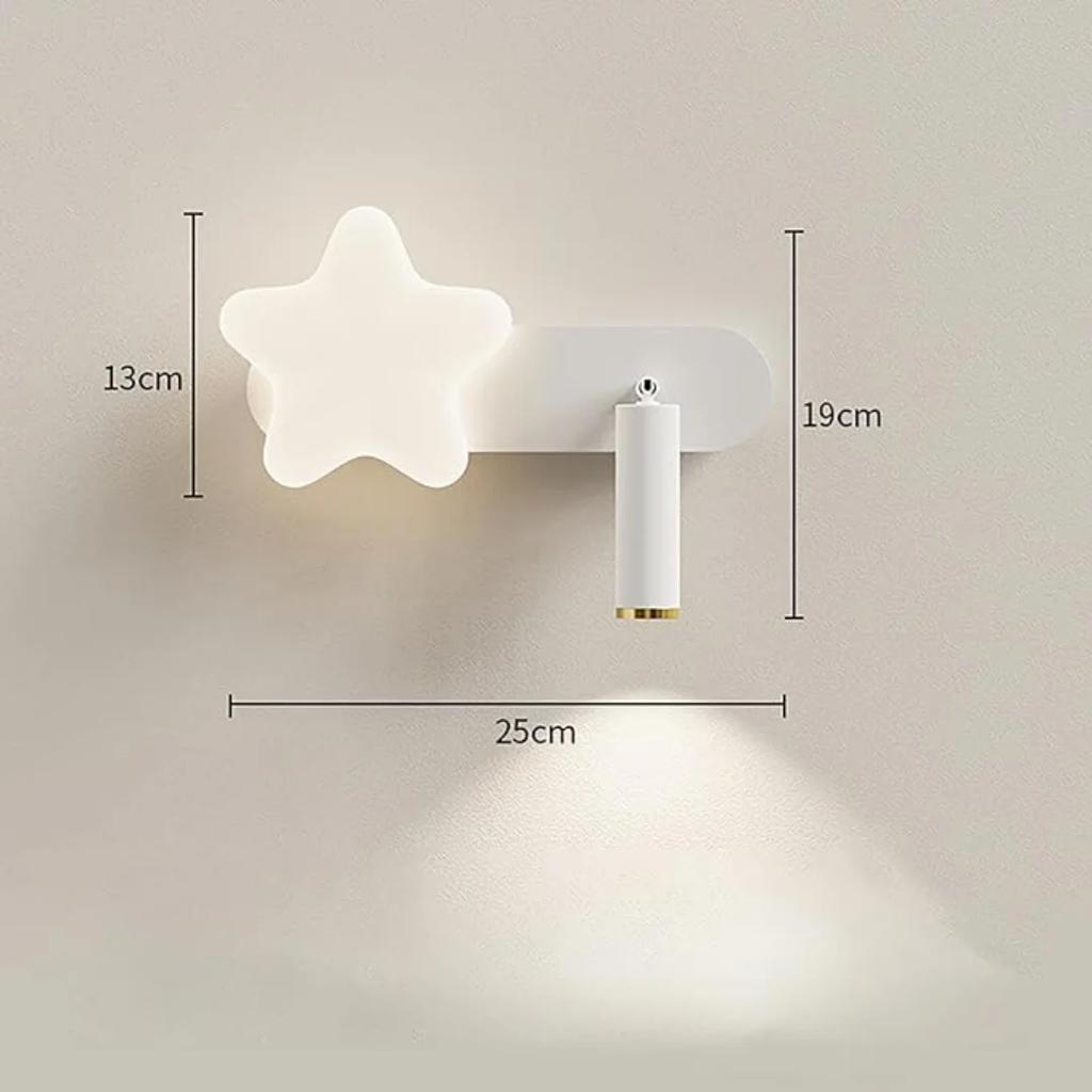 Wall Light LED Dimmable Wall Lamp with Remote Control Star Wall Spotlight Rotatable 350° Night Light White Reading Lamp Lighting