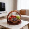 Wood Fruit Basket with Heart-Shaped Partition Hand-Carved Decorative Serving Tray for Fruits Nuts Snacks Multifunctional Home Decor