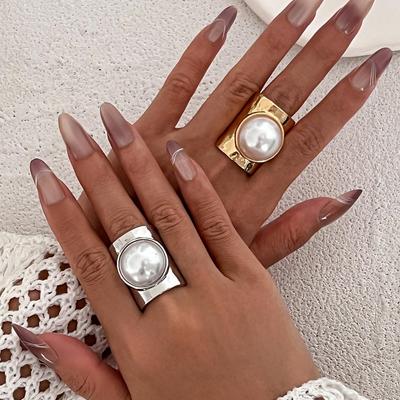 Übertriebener Unregelmäßiger Breiter Ring Für Damen, Verstellbarer Geometrischer Ring, Eleganter Schmuck, Damenring-Accessoires