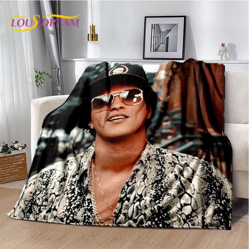 3D HD Bruno Mars Sänger Star Weiche Plüschdecke, Flanelldecke Überwurfdecke für Wohnzimmer Schlafzimmer Bett Sofa Picknick Abdeckung Kinder