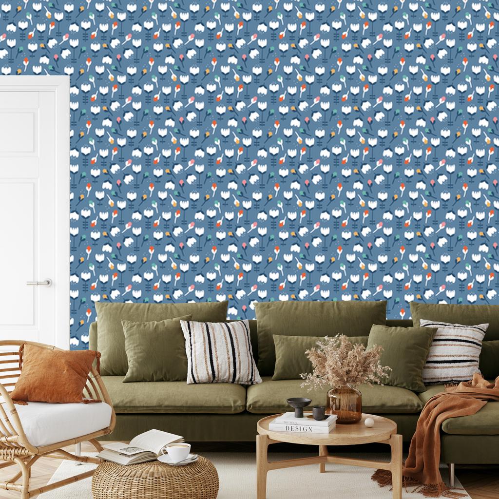 Scandinavian style flowers wallpaper for living room and bedroom 50x1000