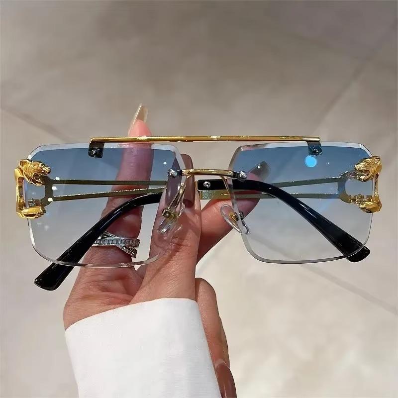 Vintage okulary przeciwsłoneczne bez oprawek mężczyźni kobiety moda ponadgabarytowe kwadratowe odcienie okulary nowe podwójne mostki gradientowe okulary przeciwsłoneczne UV400