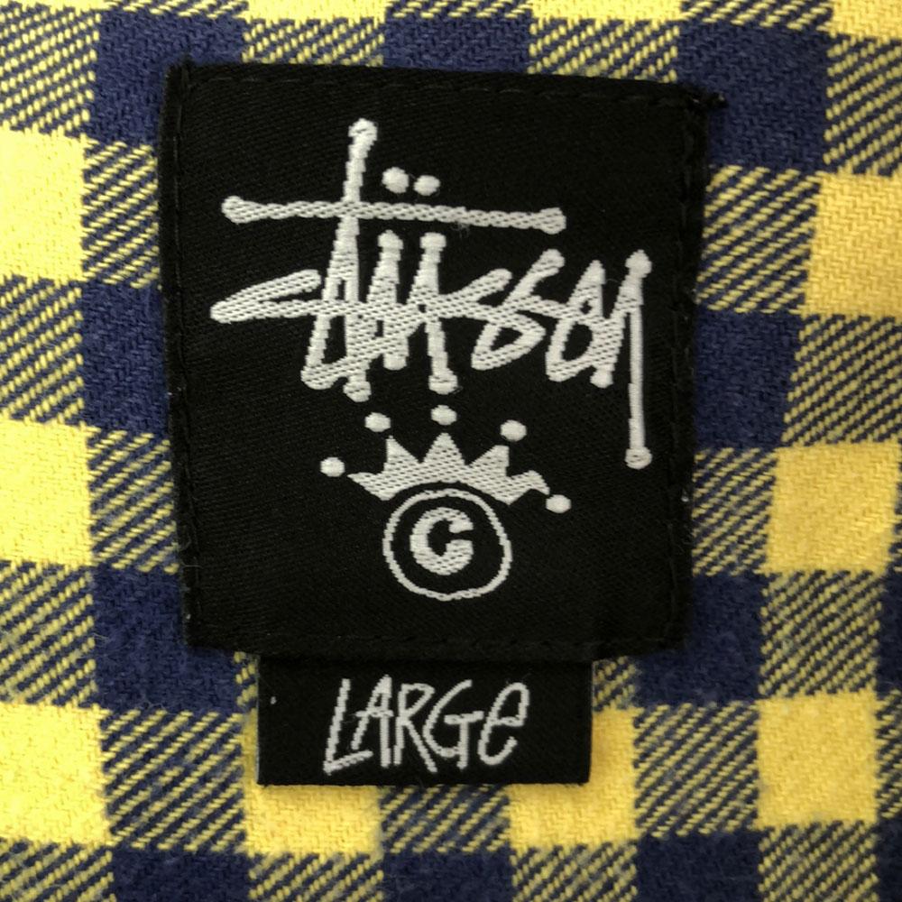 Stussy Check Pattern Long Sleeve Cotton Shirt L Yellow Men's Used