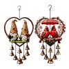 Sunlight Catching Home Decor Heart-Shaped Couple Wind Chime, Honeybee Gnome & Red Bird Outdoor Hanging Decor, Decorative Doorbell