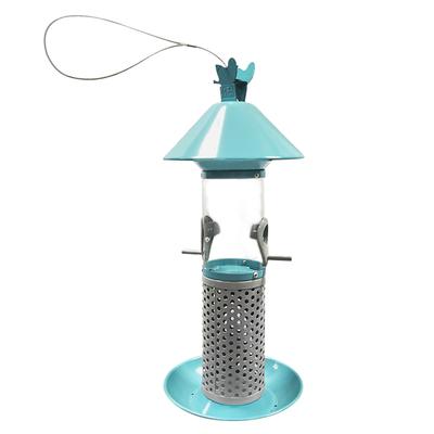 מזין ציפורים ממתכת מזין תלייה חיצוני ירוק ארבעה חורי נזילה עיצוב גן