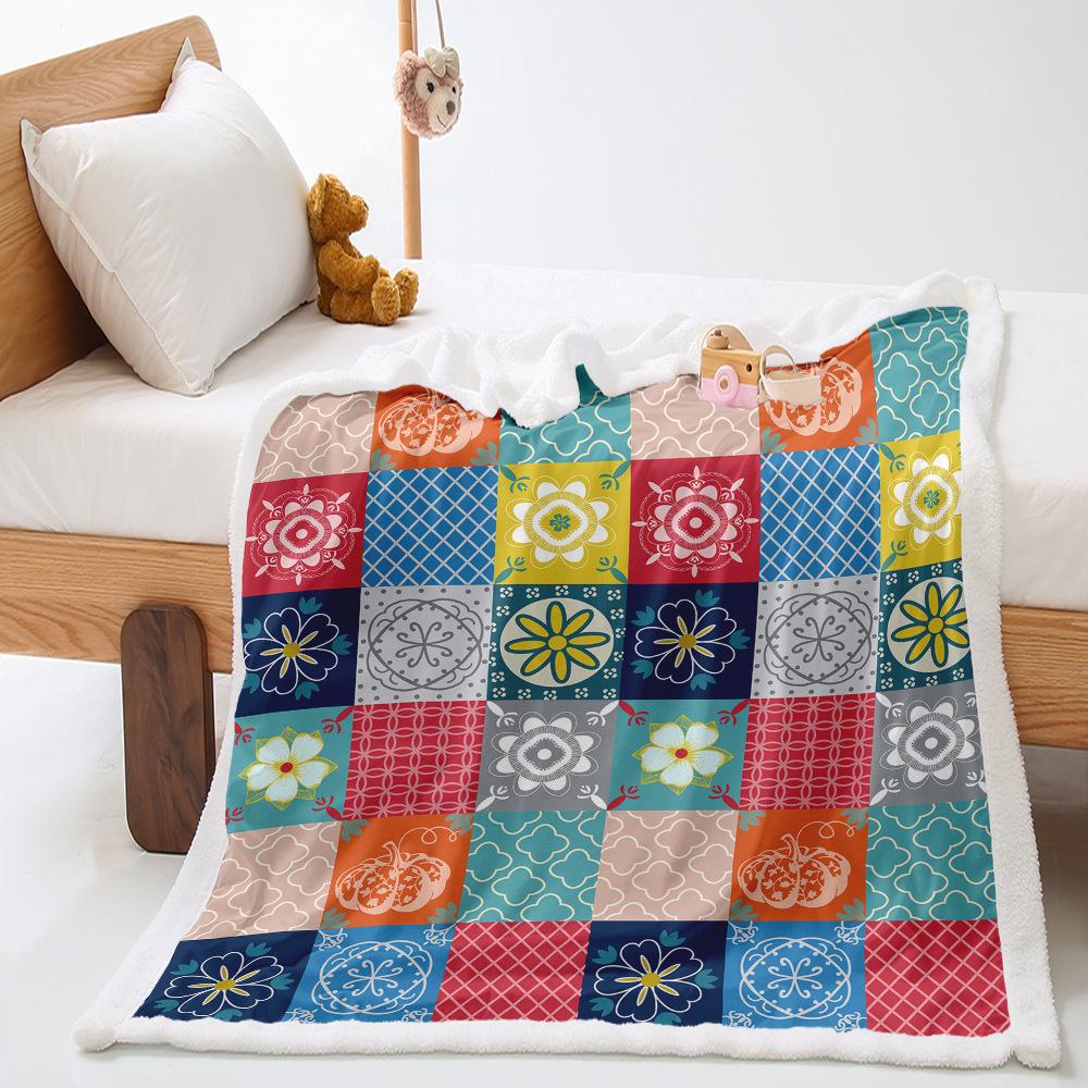Ethnic Pattern Blanket 2D Digital Printing Thickened Blanket Lamb Fleece Crystal Fleece Blanket