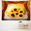 Sunflower Landscape Window Tapestry Wall Hanging Natural Minimalist Art Bohemian Hippie Living Room Bedroom Home Decor