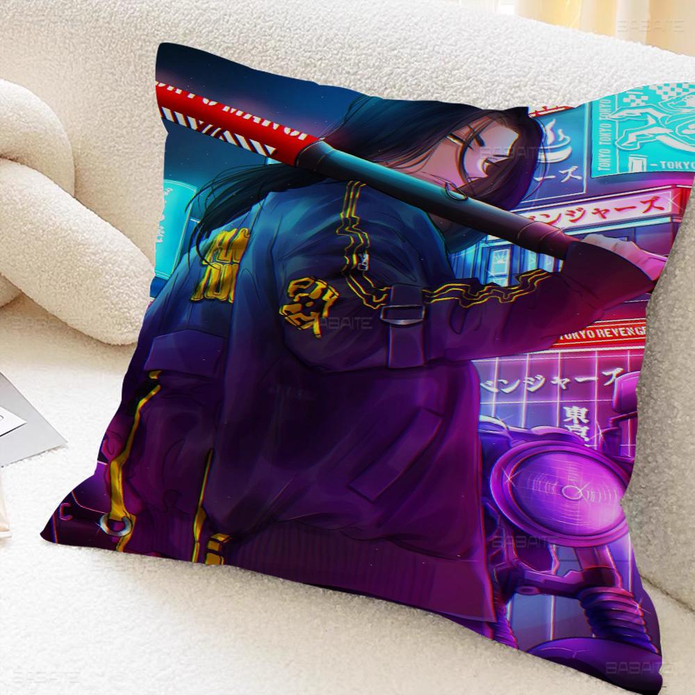 Anime Tokyo Reve Nger Pillow Covers Cartoon Sofa Decorative Home Double-sided Printing Short Plush Cute Cushion Cover
