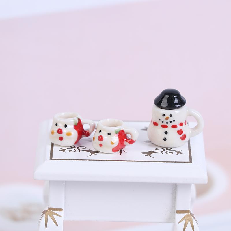 1:12 Dollhouse Miniature Christmas Ceramics Cups & Pot Set Doll Coffee Tea Cup