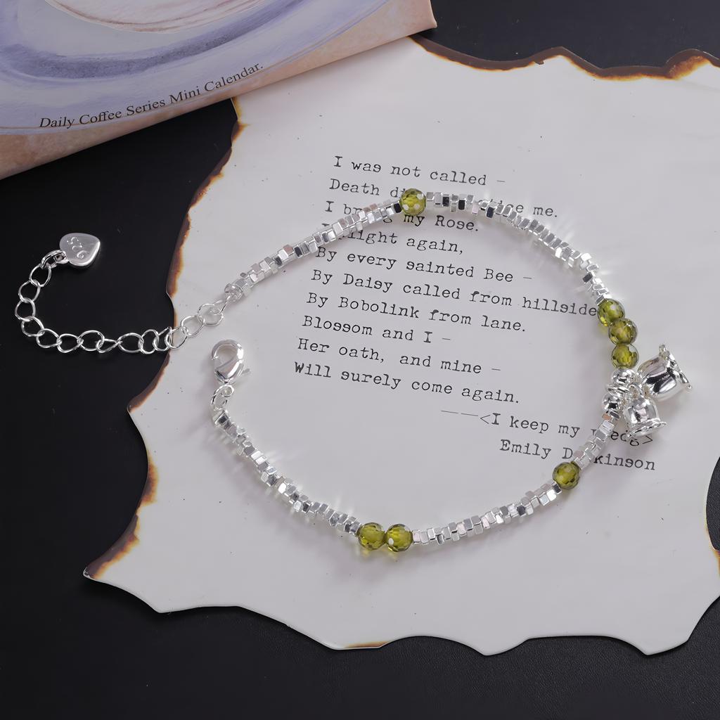 925 Silver Multicolour Bead Bracelet For Women Three Layers Geometry Drip Glaze Versatile Jewelry Dropship