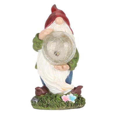 Solar Gnome Statue Hand Painted Colorfast Garden Gnome Statue with Solar Light for Patio Yard Lawn