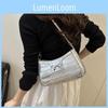 Solid Simple Color Bow Decoration Crocodile Texture Women Casual Shoulder Bag