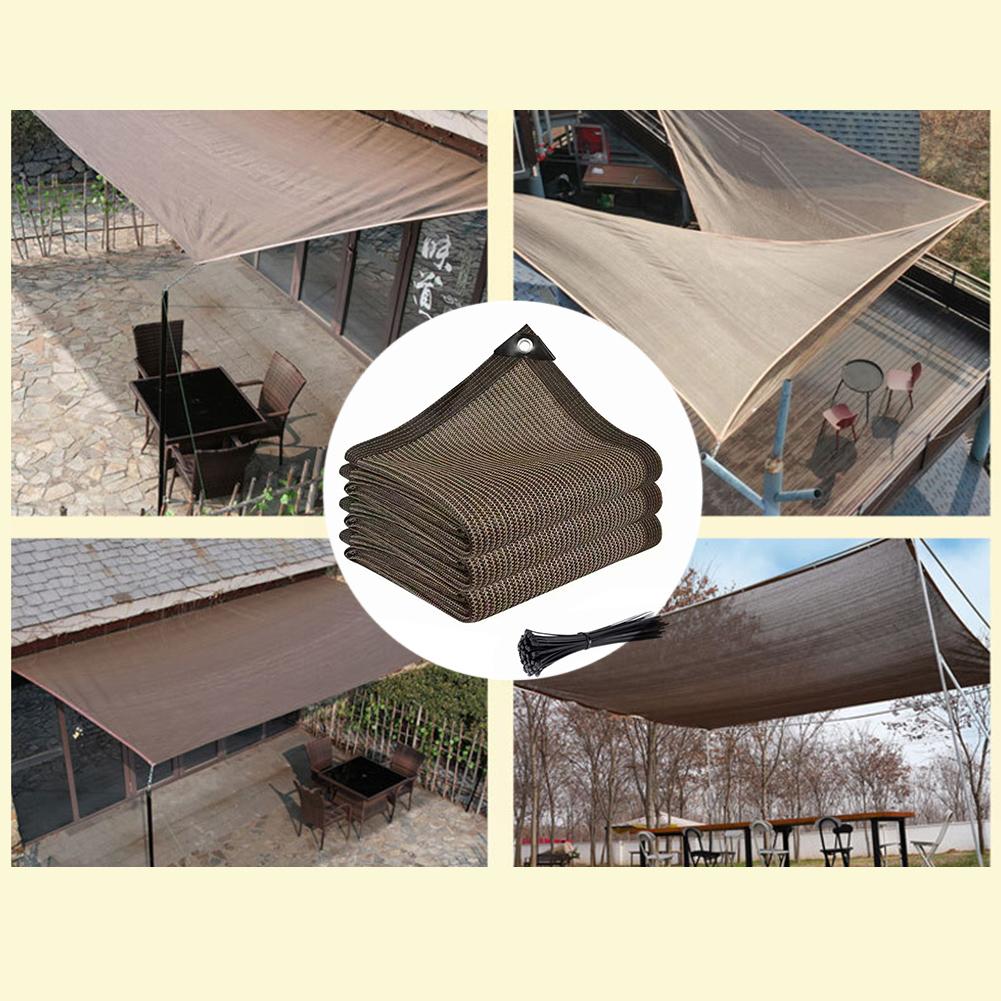 Brown Shade Net for Outdoor Balcony Garden UV Protection Water Drainage Reinforced Corners 1.2m 1.6m 1.5x5m with Ties