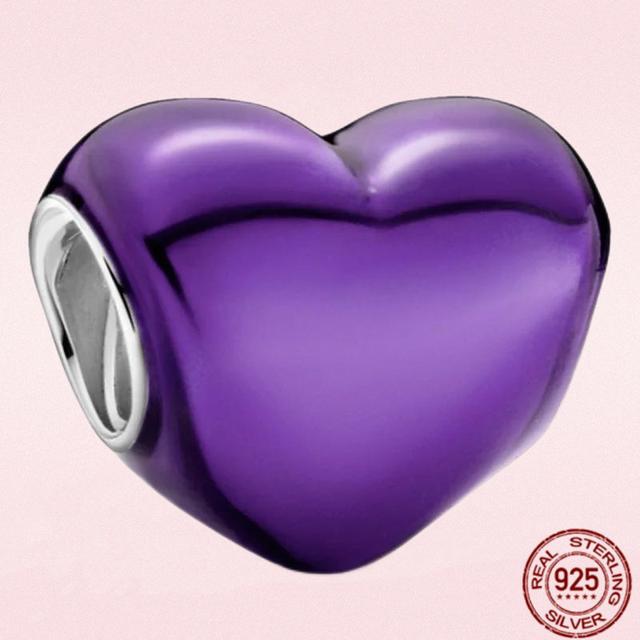 

Серебро 925 пробы, фиолетовый стиль, мама, циркон, сердце, бесконечное очарование, вечные бусины, подходят для оригинального модного браслета, ювелирные изделия своими руками красный