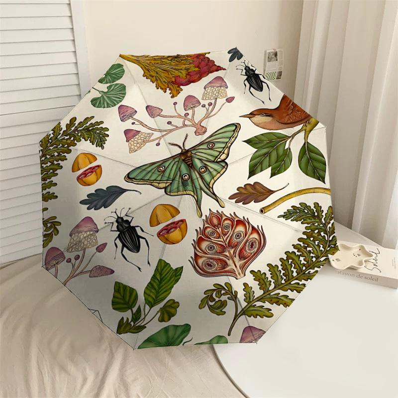 

1pc Botanical Illustration Automatic Open/Close Umbrella with Windproof, 8-Rib Sturdy Canopy, Durable Ribs, Fashionable Design1184A