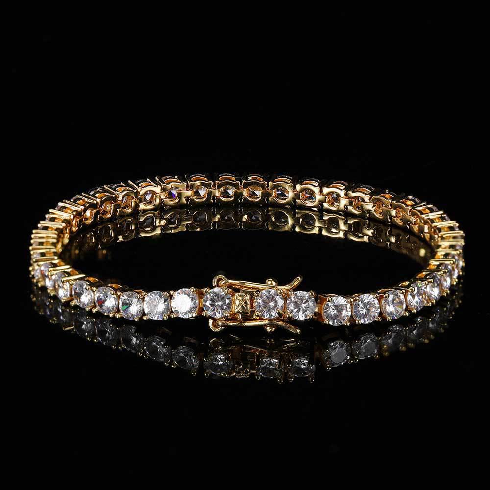 Unisex 4mm Zircon Tennis Bracelet - European & American Hip-Hop Style Jewelry
