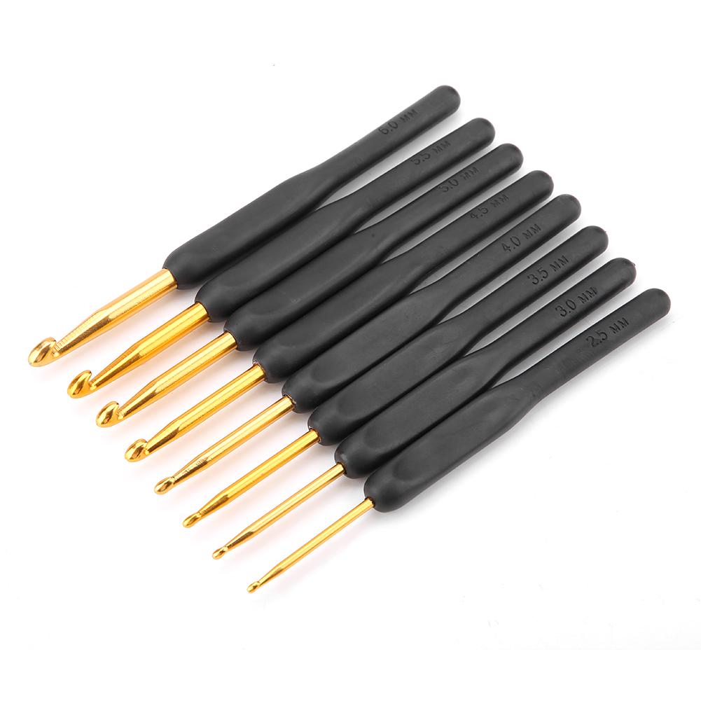 Black Handle Abs Crochet Resin Hooks Kit Aluminum Alloy Hook Set Knitting Weave Diy Craft Needl