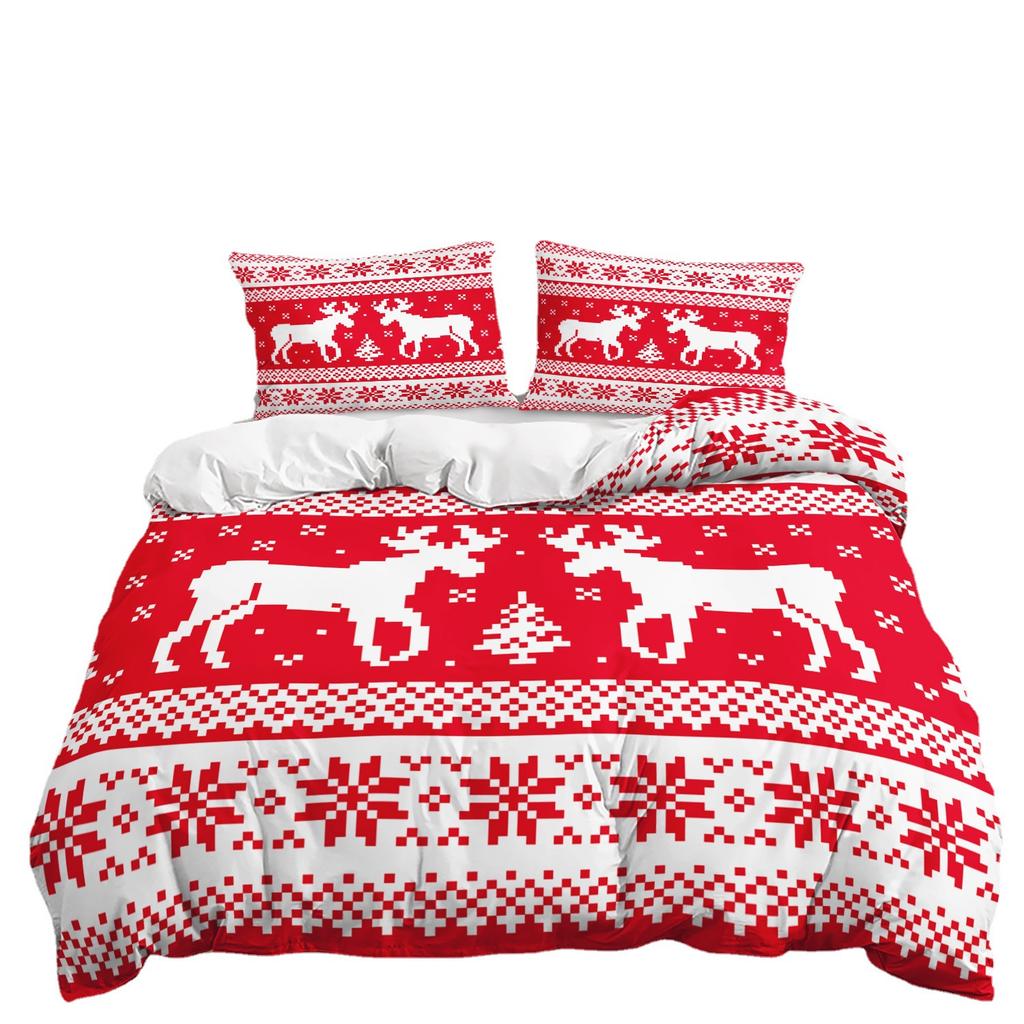 Bed Three-Piece Christmas Quilt Cover 3D Digital Printing Kit Pillowcase