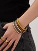 Geometric Circle Zircon Mother-of-Pearl Bead Bracelet, 18K Gold-Plated Stainless Steel