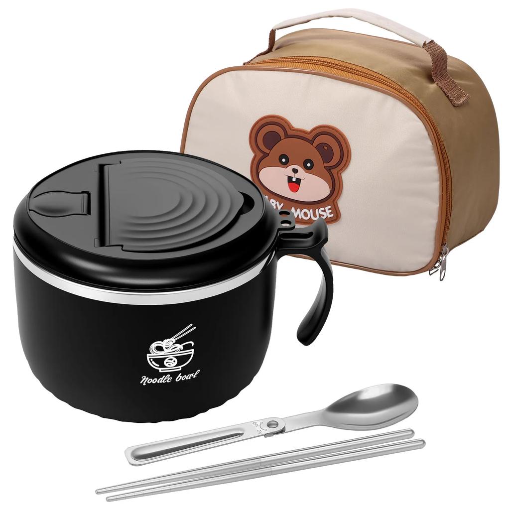 Zestaw miski do ramenu 1600ml Mikrofalowy pojemnik na lunch z łyżką Wielofunkcyjne miski do gotowania ramenu Bento do domu biura akademika