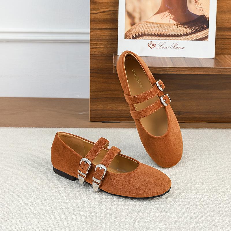 

W983-6 French 2025 New Niche Design Flat Bottom Square Head Mary Jane Shoes Retro Buckle Single Shoes Women s Shoes 40