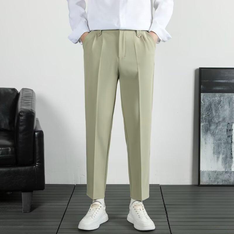 New nine-point straight trousers loose men's high-end non-ironing summer thin suit pants casual pants men