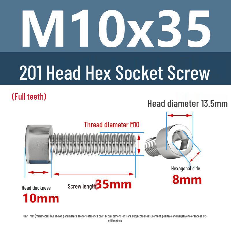 Yigu 201 Stainless Steel Cup Head Hexagon Screws and Bolts - M3, M4, M5, M6