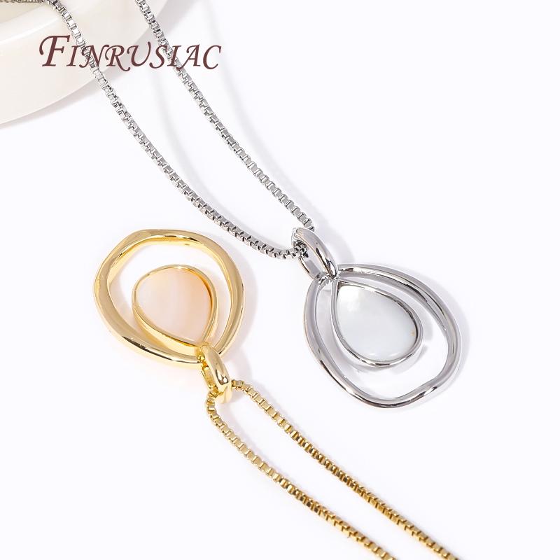 18K Gold Plated Droplet Pendants Brass Metal Inlaid Shell Oval Charms DIY Jewelry Making Earrings Necklace Accessories For Women