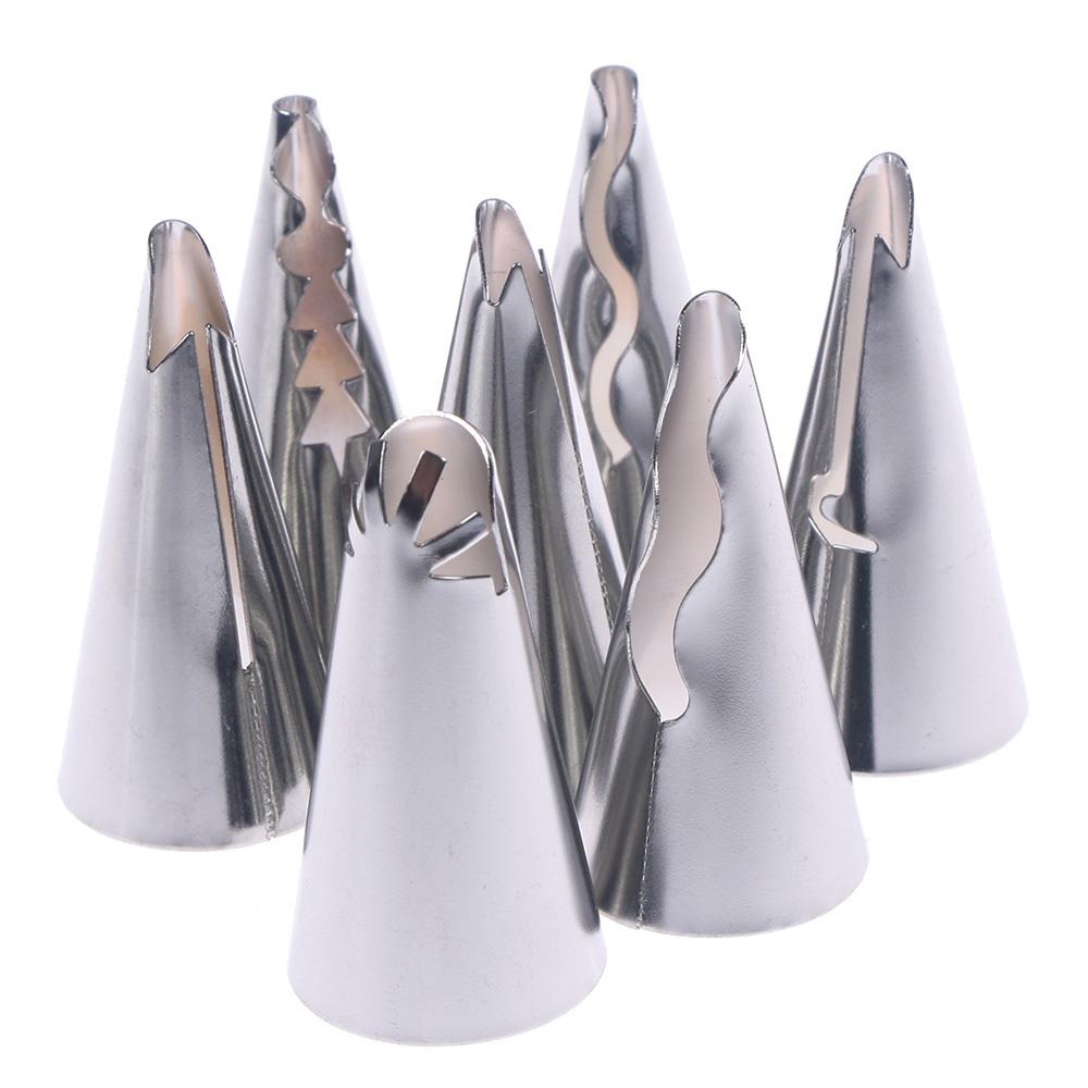 7pcs Stainless Steel Pleated Skirt Tube Nozzle Set for Pastry and Cake Decorating - Baking Supplies with Easy Release Design