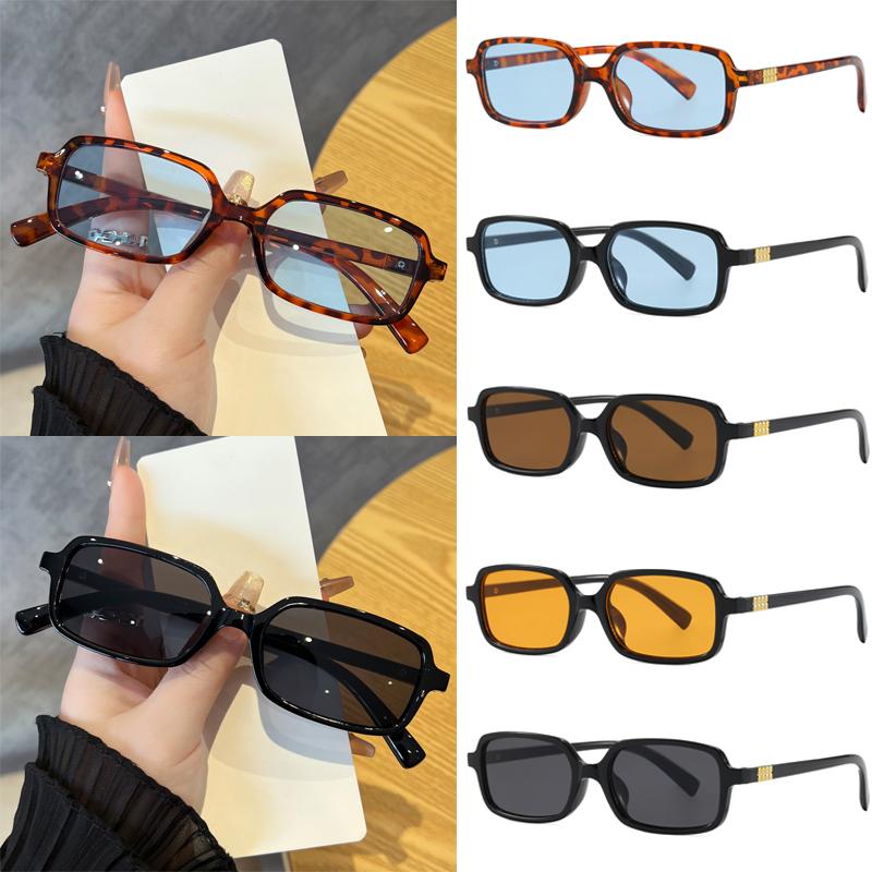 5pcs Sets Fashion Small Rectangle Sunglasses Women Retro Eyeglasses Minimalist Style Design Sunshade UV400 Glasses Unisex