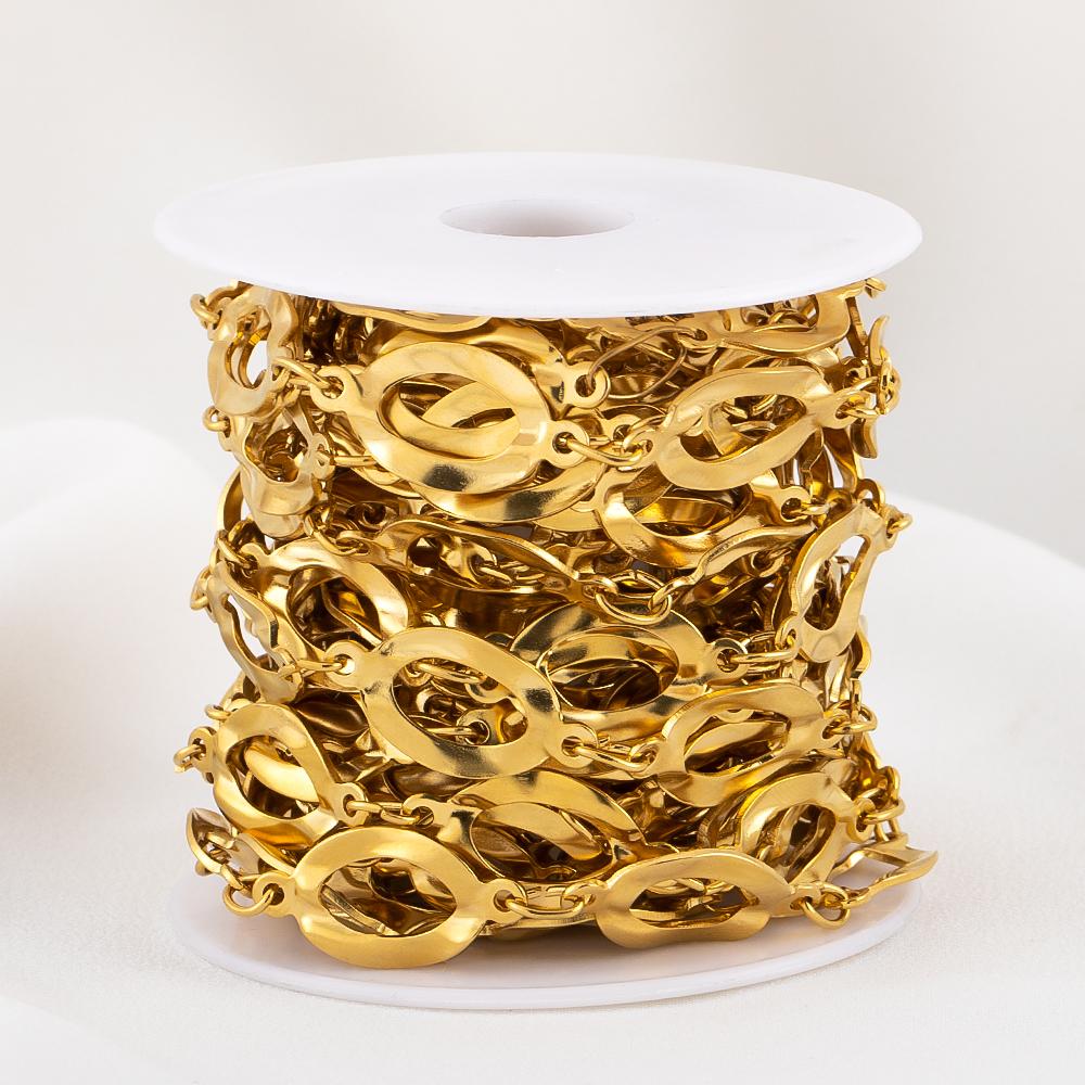1Meter PVD Plated Stainless Steel 11x21.5mm Big Hole Circle Chains Jewelry Making Link Chain DIY Necklaces Bracelets Wholesale
