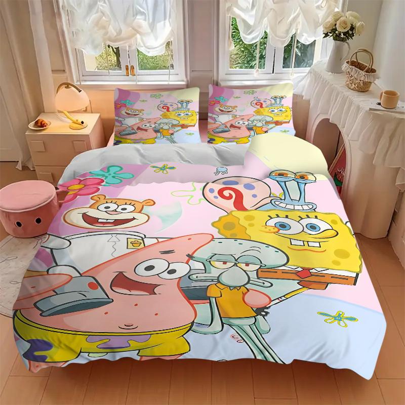 3Pcs Spongebob Friends Adventure Bedding Sets For All Sizes New 3D Printed Bed Cover Comforter Duvet Cover Pillowcase Bedroom Decoration