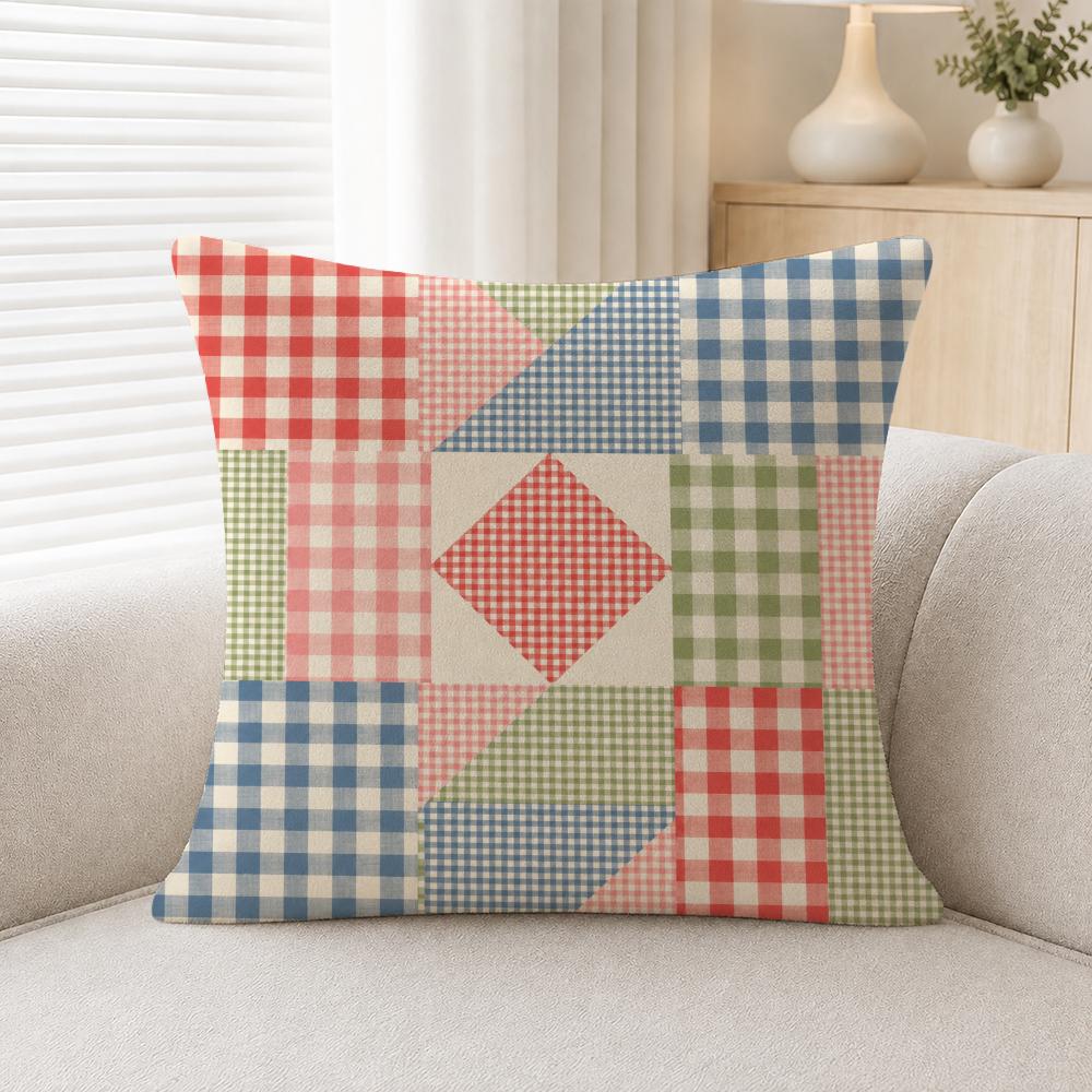Pattern Gingham Pattern Cushion Cover Soft Plush Cushion Covers Fluffy Throw Pillow Cases For Sofa Bedroom Home Decor
