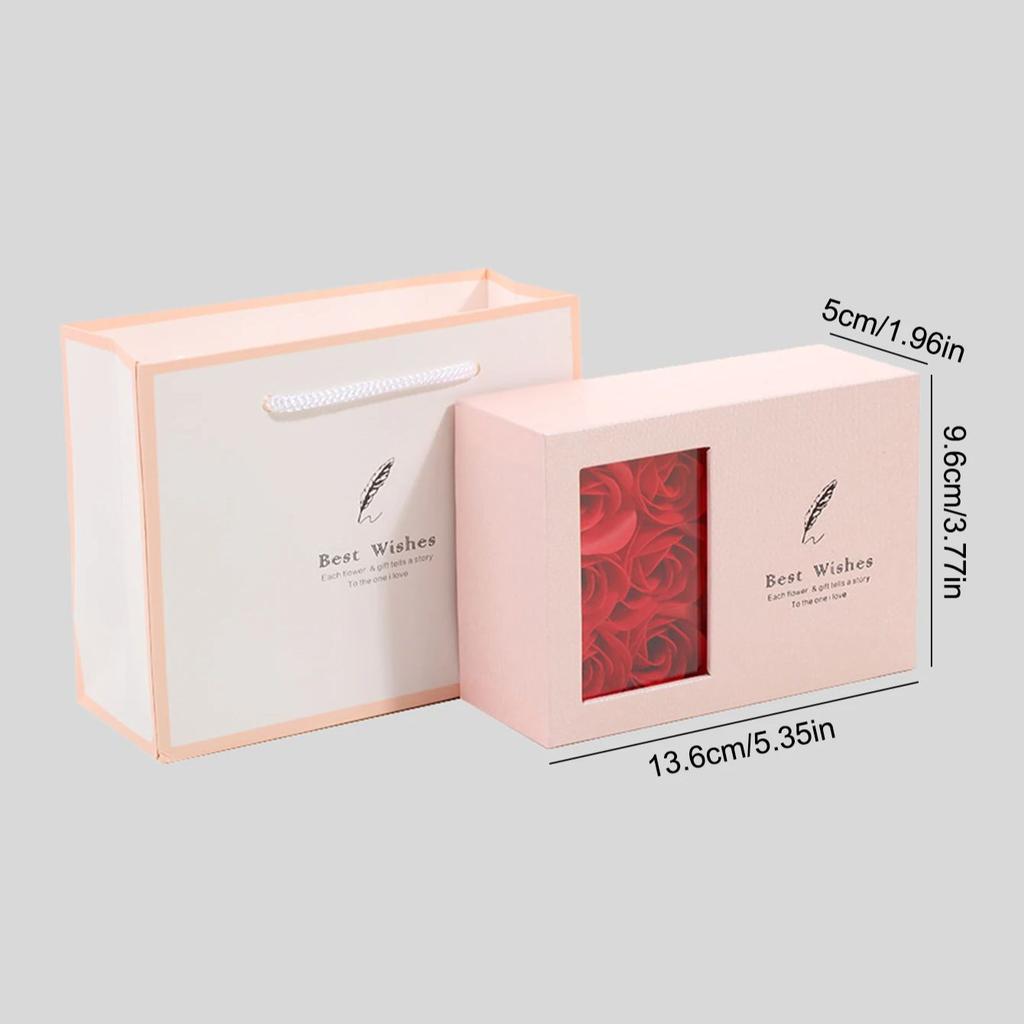 1Set 6 Rose Gift Box Window Jewelry Box Ring Box Necklace Earrings Thanksgiving Valentine Gift Box (No Jewelry)