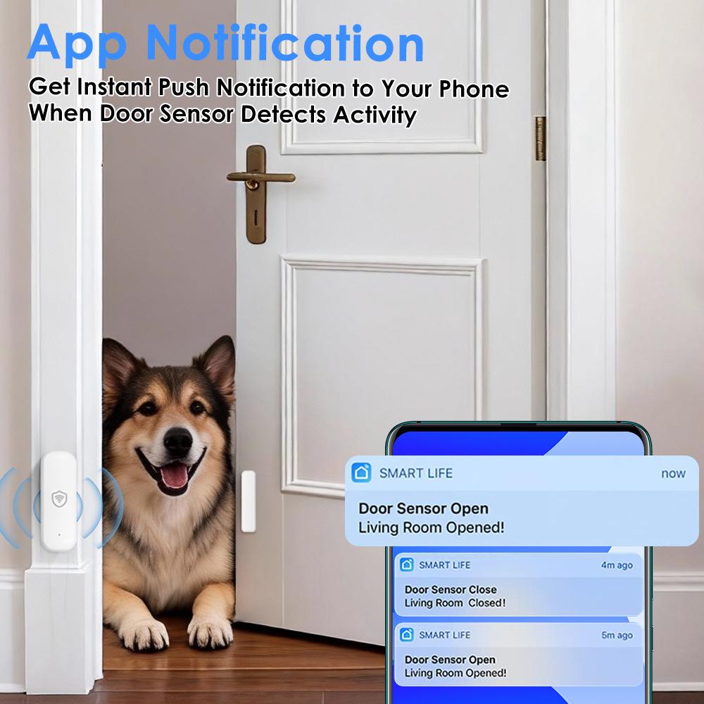 Tuya WiFi or Zigbee Door/Window Sensor Smart Home Open/Closed Alarm Security System Smart Life Remote Monitoring