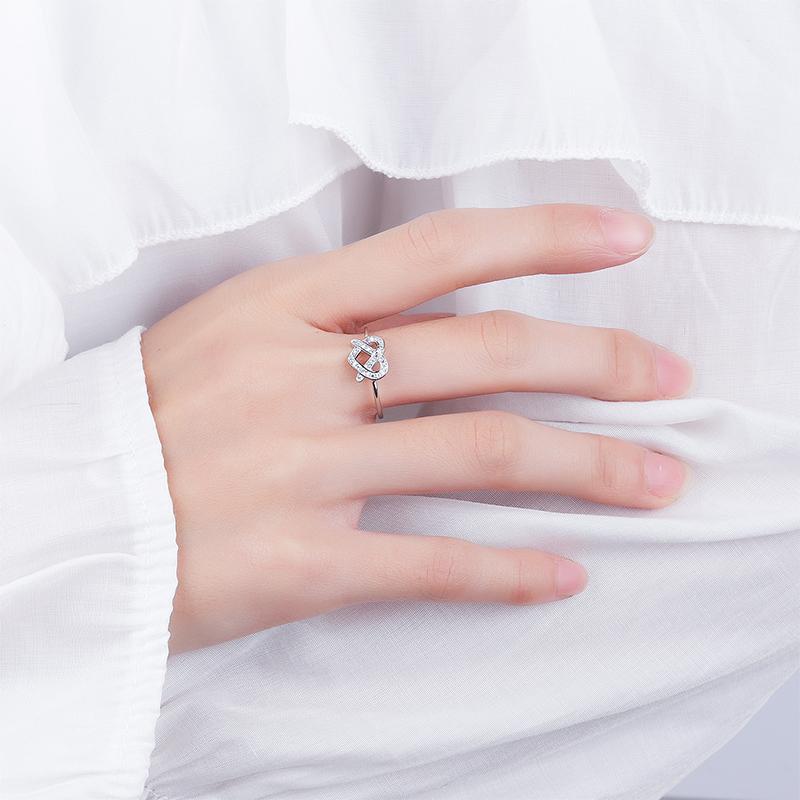 Classic Love Shape S925 Silver Ring for Women's Opening Adjustable Engagement Ring Sterling Silver Jewelry Birthday Gift Party Ring