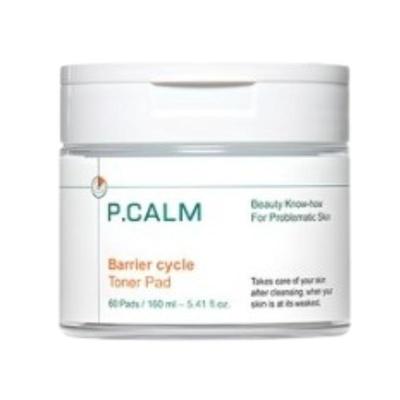 P.CALM Disques Toniques Apaisants Barrier Cycle – 60 Disques / 160ml | Disques Toniques Exfoliants Apaisants Coréens pour Peau Sensible avec CICA