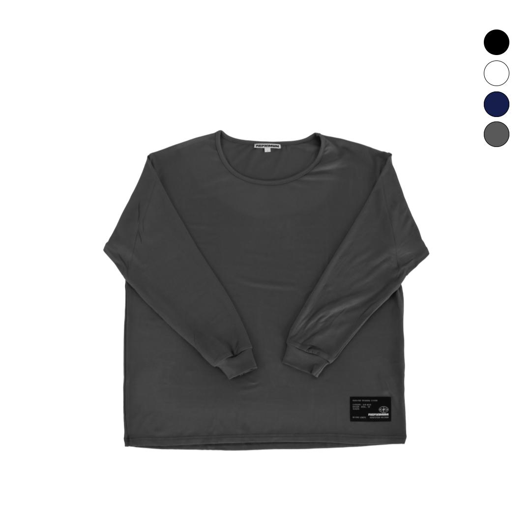 Repsim Loose Fit Wide U-Neck Long Sleeve (4 Colors) White/3 (2Xl~3Xl)
