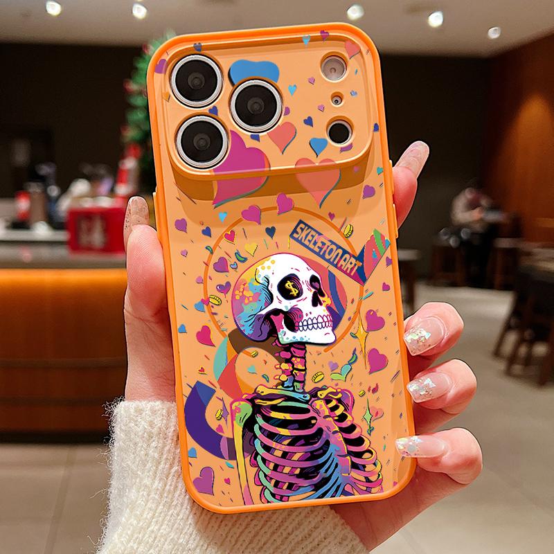 Strange Skull Pattern Magnetic Phone Case For iPhone 17 ProMax 16 15 14 13 Pro Max For Magsafe Wireless Charge Shockproof Cover